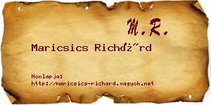 Maricsics Richárd névjegykártya
